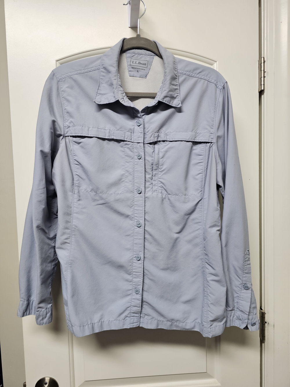 L.L.Bean Light Blue Tropicwear Long Sleeve Shirt
